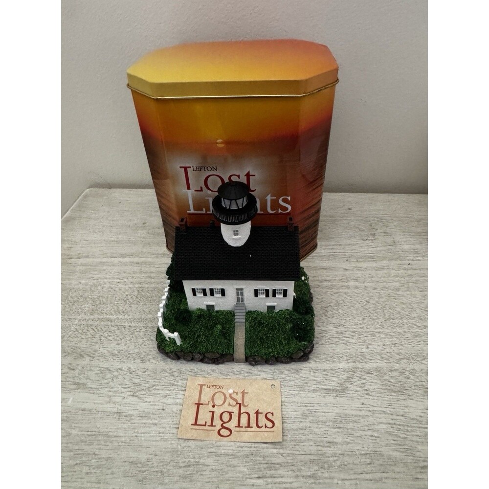 VTG Lefton Lost Lights Santa Barbara Lighthouse Figurine CCM13546 w/ Tag & Tin